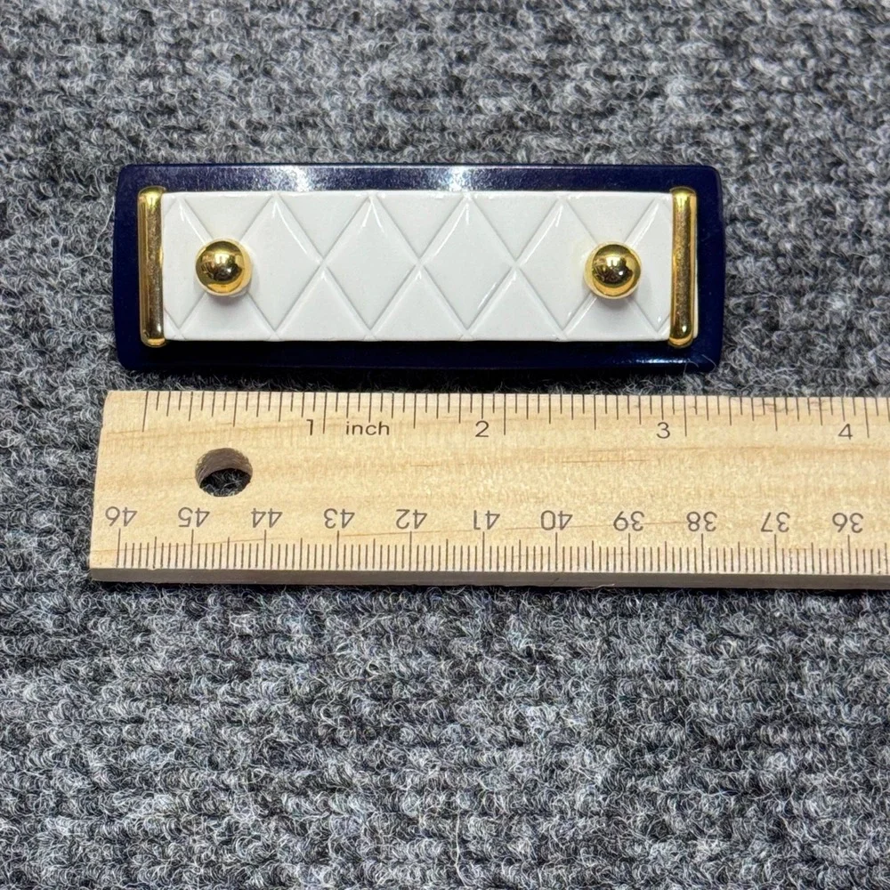 Laurent Olivier Barrette Women OS Navy White Quilted Gold French Nautical Preppy
